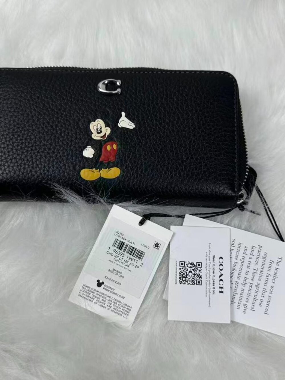 Disney X Coach Essential Accordion Zip Wallet In Leather Black CQ783 Mickey NWT - Picture 6 of 8